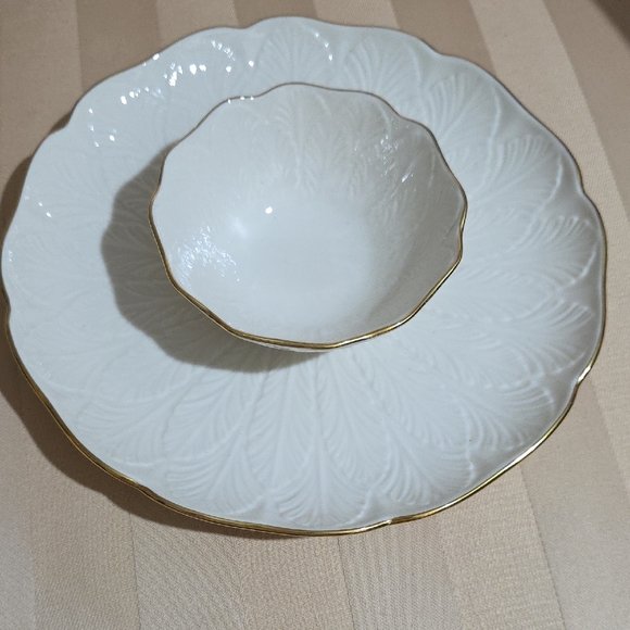 Lenox White And Gold Chip And Dip 10' Serving Dish - Picture 1 of 3